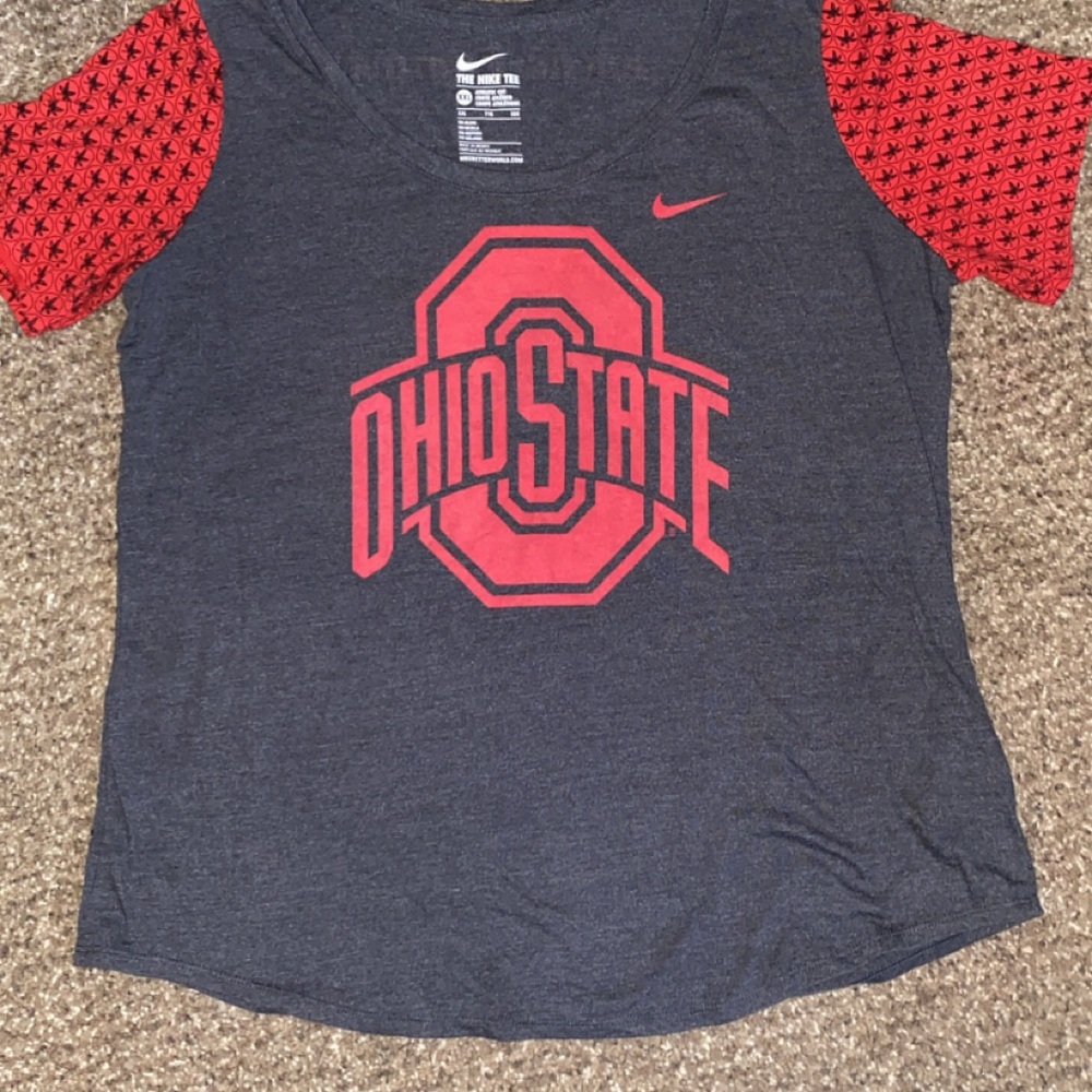 Nike Women's Ohio State Gray and Red Top
